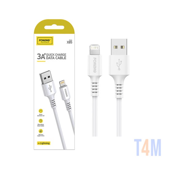 Foneng Lightning Data Cable X85 One-Batch 3A QC 1m White